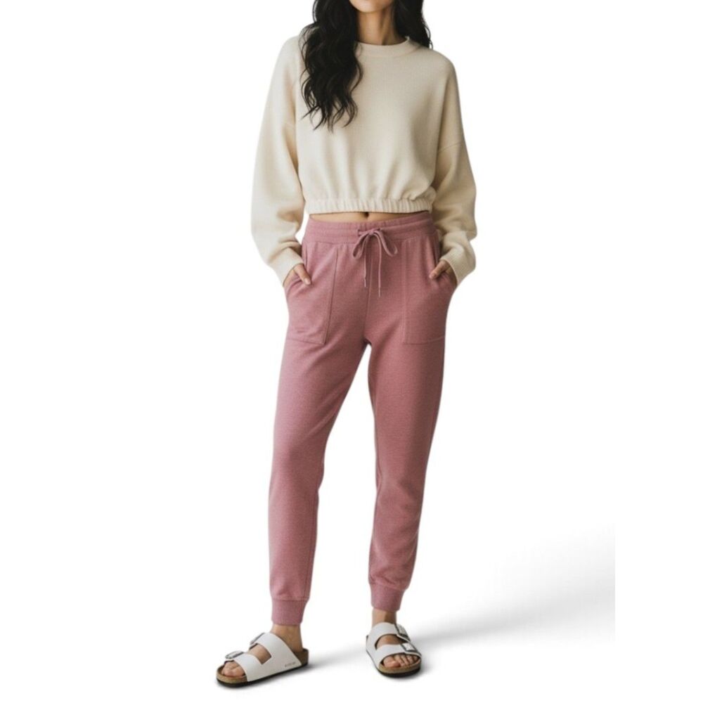 Ady P Women's Melrose Pink Heather Lounge Pants Drawstring Jogger Medium NWT